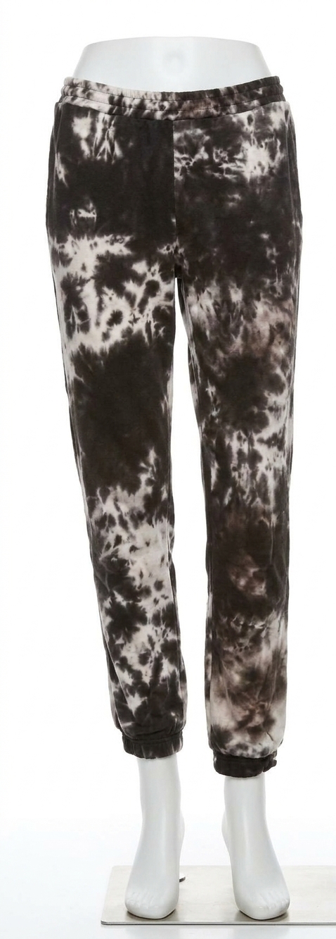 NEW CHASER cotton fleece easy jogger in black and white crystal wash